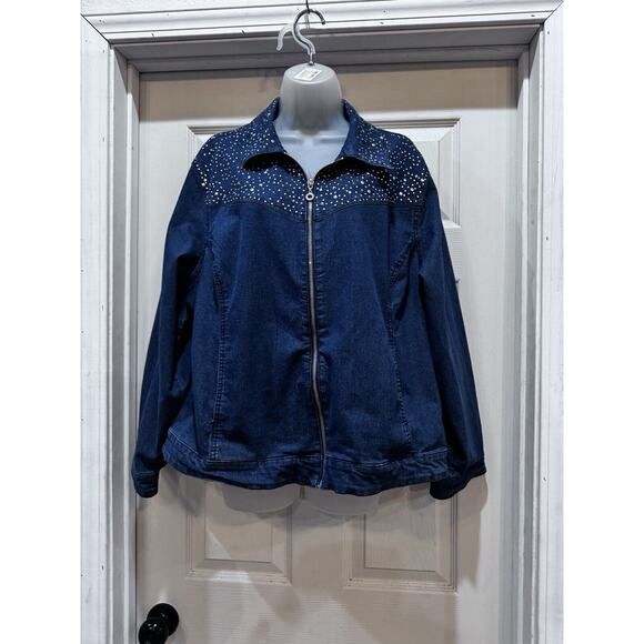 C. D. Daniels Women's Embellished Sparkle Denim Western Stretch Jacket Size 1X - Picture 1 of 9
